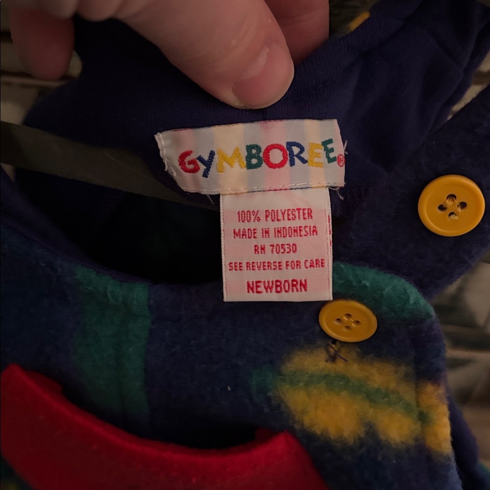 Gymboree Blue and Green Kids Overalls with Red Pocket - Picture 3 of 9